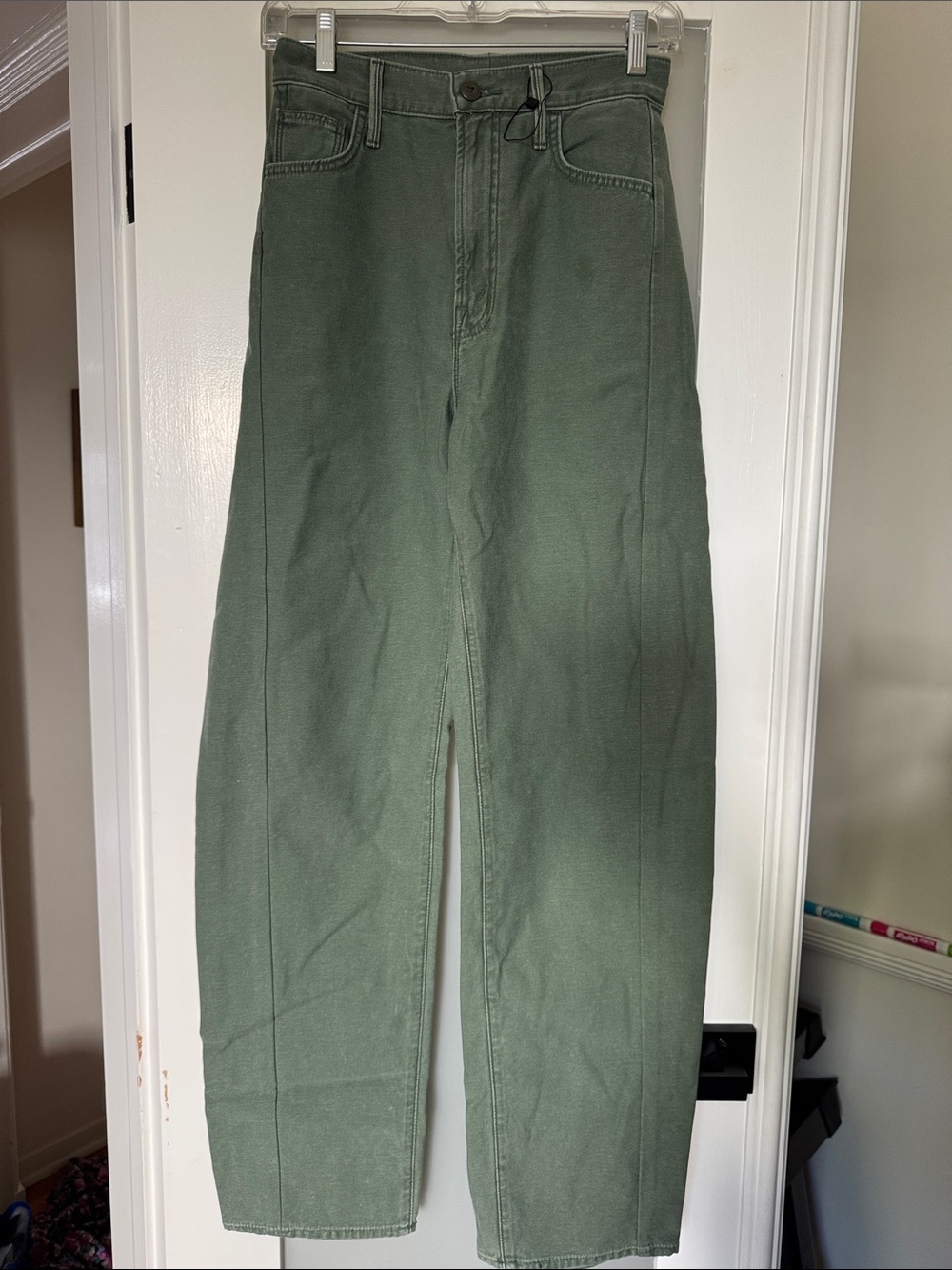 MOTHER Olive Green High-Rise Straight Chinos